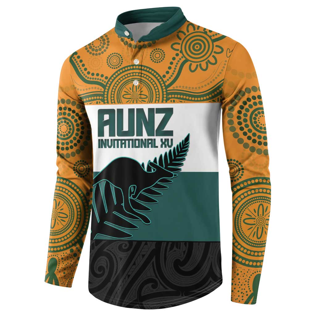 AUNZ Rugby Custom Button Sweatshirt Australia Kangaroo New Zealand Silver Fern - Polynesian Pride