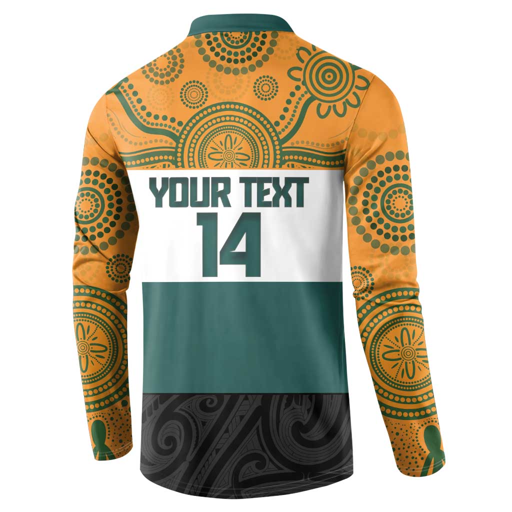 AUNZ Rugby Custom Button Sweatshirt Australia Kangaroo New Zealand Silver Fern - Polynesian Pride