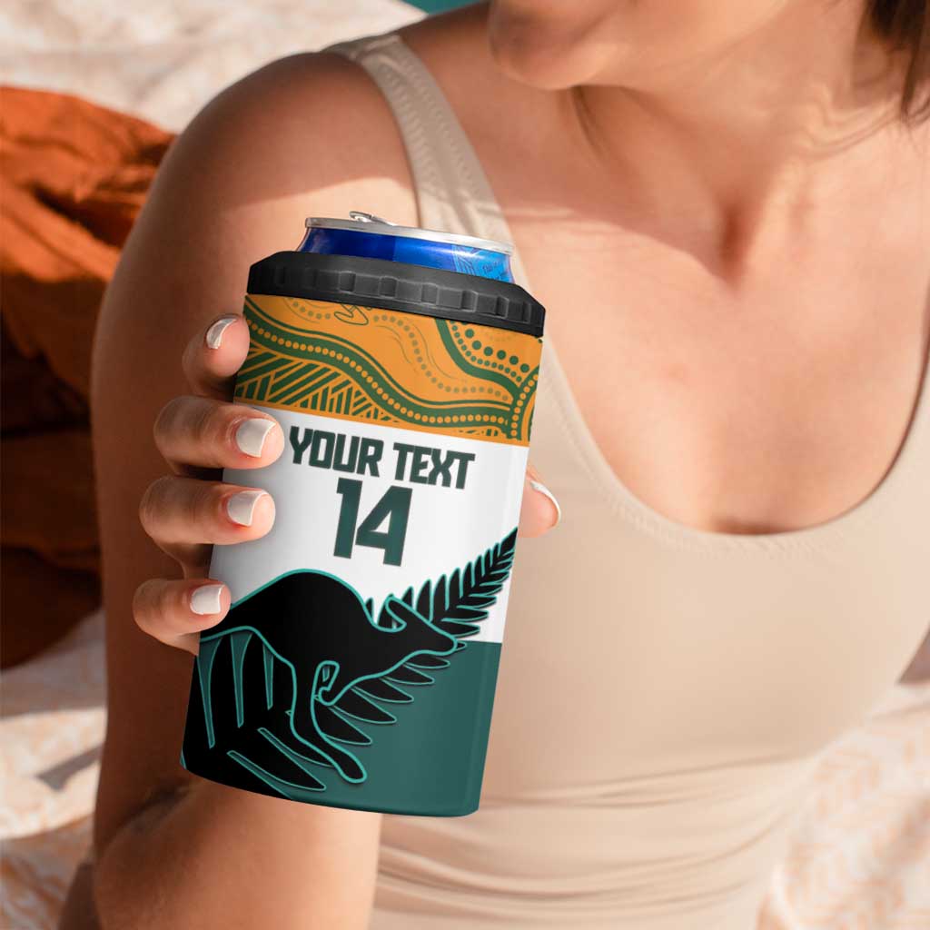 AUNZ Rugby Custom 4 in 1 Can Cooler Tumbler Australia Kangaroo New Zealand Silver Fern - Polynesian Pride