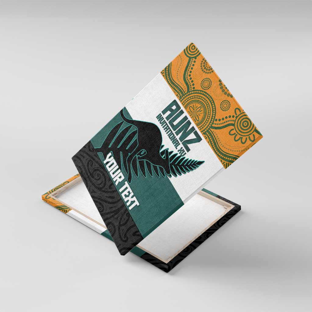 AUNZ Rugby Custom Canvas Wall Art Australia Kangaroo New Zealand Silver Fern - Polynesian Pride