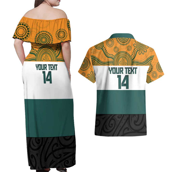 New Zealand Rugby Couples Matching Off Shoulder Short Dress and Hawaiian Shirt Silver Fern All Black Mix Ta Moko Blue Style LT9 main image 0