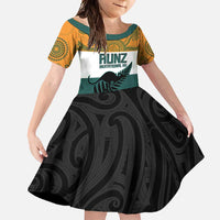 AUNZ Rugby Custom Family Matching Mermaid Dress and Hawaiian Shirt Australia Kangaroo New Zealand Silver Fern - Polynesian Pride
