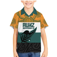 AUNZ Rugby Custom Family Matching Mermaid Dress and Hawaiian Shirt Australia Kangaroo New Zealand Silver Fern - Polynesian Pride