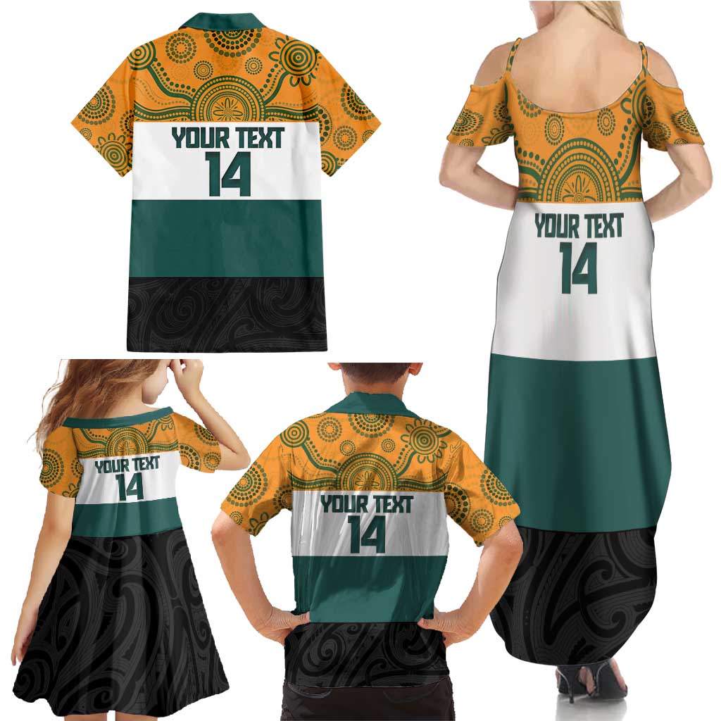 AUNZ Rugby Custom Family Matching Summer Maxi Dress and Hawaiian Shirt Australia Kangaroo New Zealand Silver Fern - Polynesian Pride