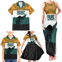 AUNZ Rugby Custom Family Matching Tank Maxi Dress and Hawaiian Shirt Australia Kangaroo New Zealand Silver Fern - Polynesian Pride