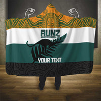 AUNZ Rugby Custom Hooded Blanket Australia Kangaroo New Zealand Silver Fern - Polynesian Pride