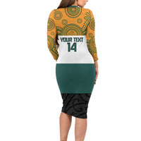 AUNZ Rugby Custom Long Sleeve Bodycon Dress Australia Kangaroo New Zealand Silver Fern - Polynesian Pride
