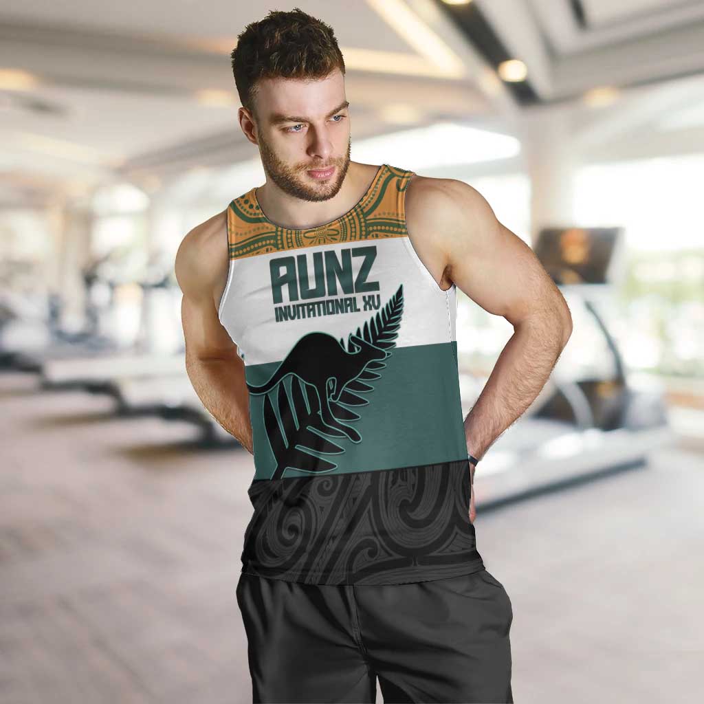 AUNZ Rugby Custom Men Tank Top Australia Kangaroo New Zealand Silver Fern - Polynesian Pride