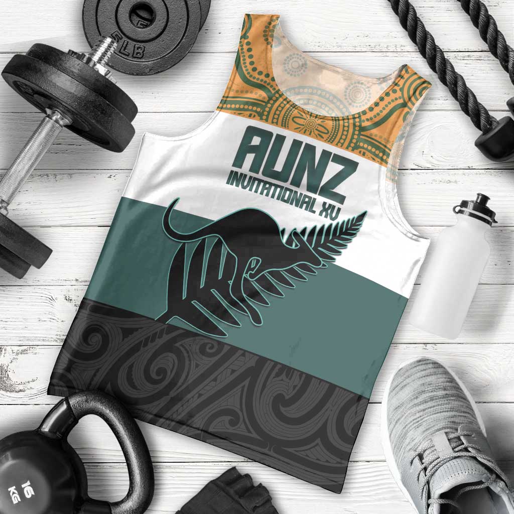 AUNZ Rugby Custom Men Tank Top Australia Kangaroo New Zealand Silver Fern - Polynesian Pride