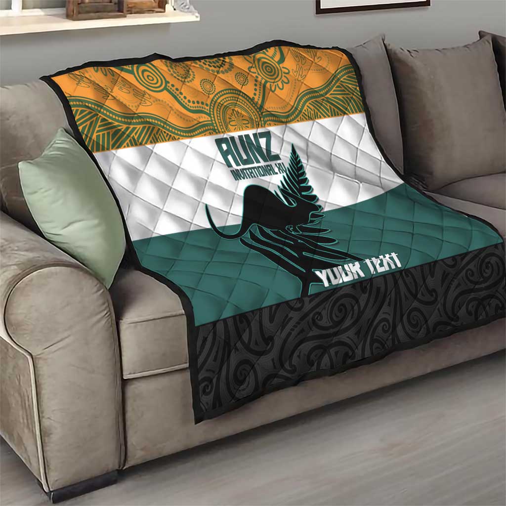 AUNZ Rugby Custom Quilt Australia Kangaroo New Zealand Silver Fern - Polynesian Pride