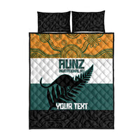 AUNZ Rugby Custom Quilt Bed Set Australia Kangaroo New Zealand Silver Fern - Polynesian Pride