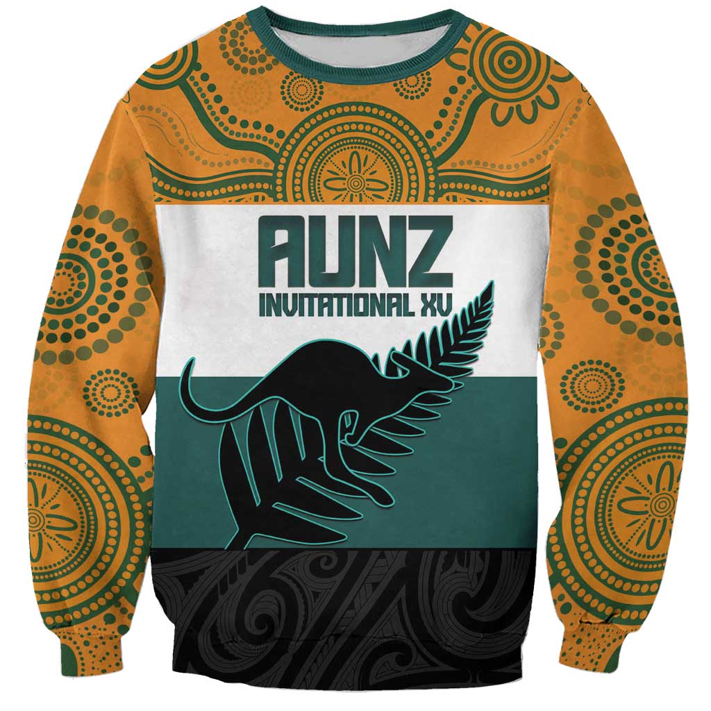 AUNZ Rugby Custom Sweatshirt Australia Kangaroo New Zealand Silver Fern - Polynesian Pride