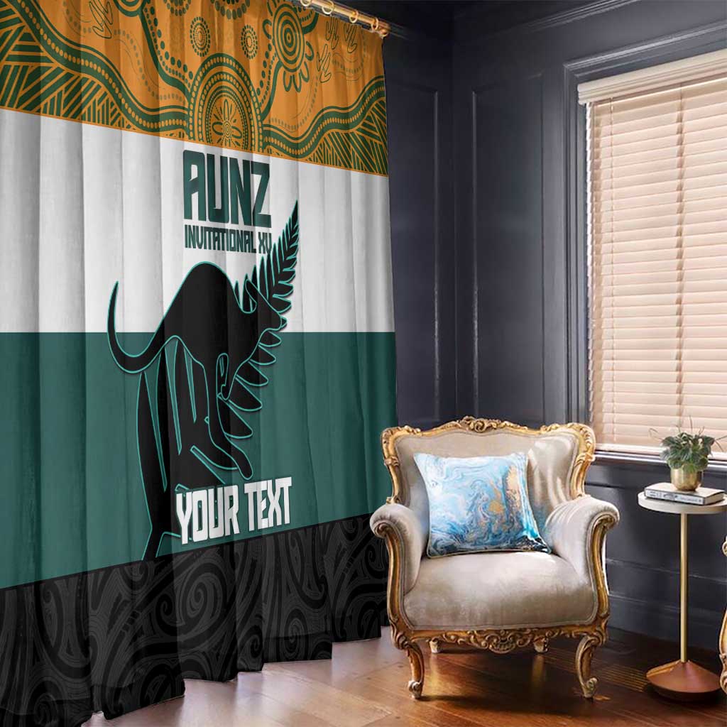 AUNZ Rugby Custom Window Curtain Australia Kangaroo New Zealand Silver Fern - Polynesian Pride