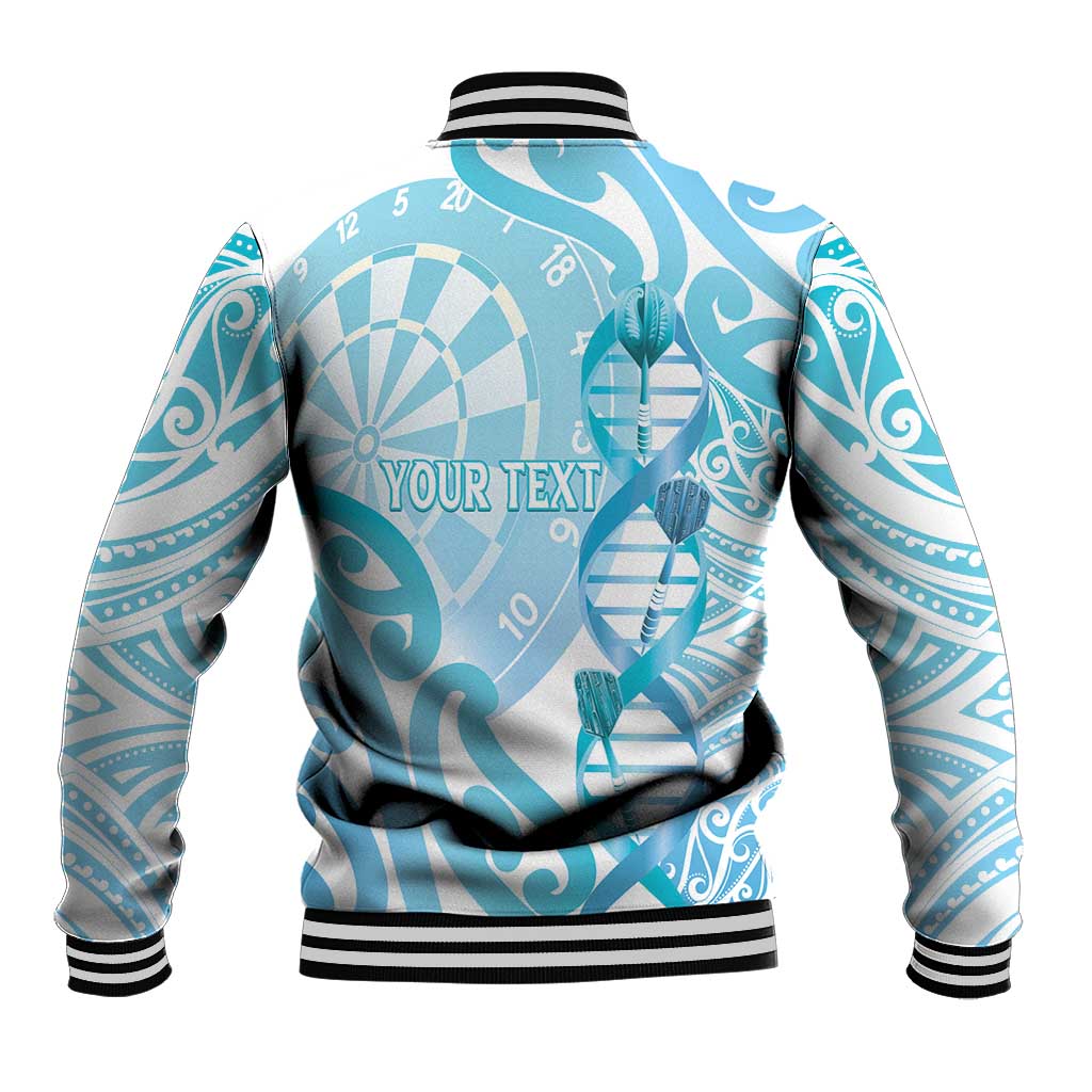 Personalised New Zealand Darts Baseball Jacket Aotearoa Maori Its In My DNA White - Polynesian Pride