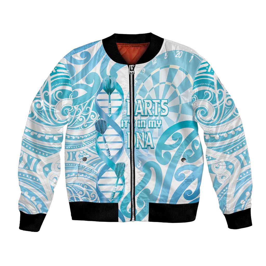 Personalised New Zealand Darts Bomber Jacket Aotearoa Maori Its In My DNA White - Polynesian Pride