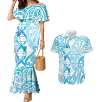 Personalised New Zealand Darts Couples Matching Mermaid Dress and Hawaiian Shirt Aotearoa Maori Its In My DNA White - Polynesian Pride