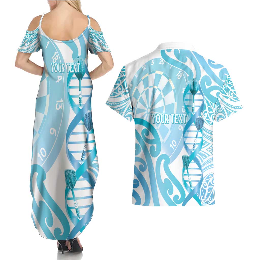 Personalised New Zealand Darts Couples Matching Summer Maxi Dress and Hawaiian Shirt Aotearoa Maori Its In My DNA White - Polynesian Pride