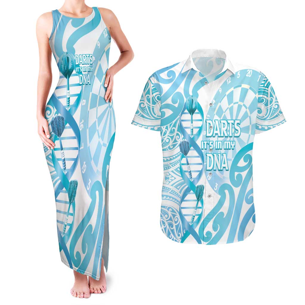 Personalised New Zealand Darts Couples Matching Tank Maxi Dress and Hawaiian Shirt Aotearoa Maori Its In My DNA White - Polynesian Pride