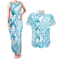 Personalised New Zealand Darts Couples Matching Tank Maxi Dress and Hawaiian Shirt Aotearoa Maori Its In My DNA White - Polynesian Pride