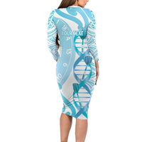 Personalised New Zealand Darts Family Matching Long Sleeve Bodycon Dress and Hawaiian Shirt Aotearoa Maori Its In My DNA White - Polynesian Pride