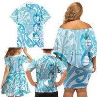 Personalised New Zealand Darts Family Matching Off Shoulder Short Dress and Hawaiian Shirt Aotearoa Maori Its In My DNA White - Polynesian Pride
