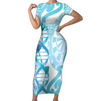 Personalised New Zealand Darts Family Matching Short Sleeve Bodycon Dress and Hawaiian Shirt Aotearoa Maori Its In My DNA White - Polynesian Pride