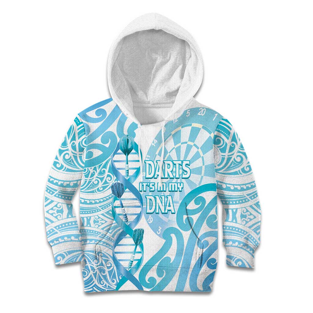 Personalised New Zealand Darts Kid Hoodie Aotearoa Maori Its In My DNA White - Polynesian Pride