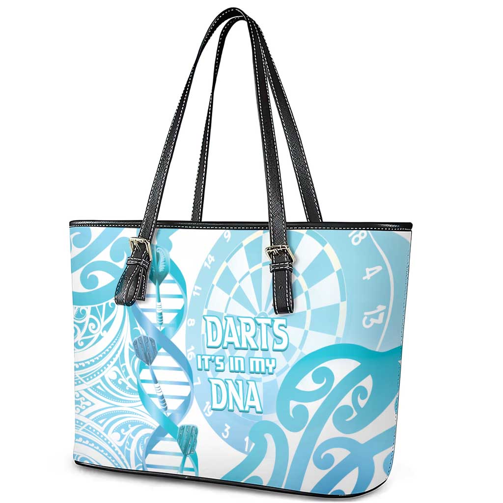 New Zealand Darts Leather Tote Bag Aotearoa Maori Its In My DNA White - Polynesian Pride