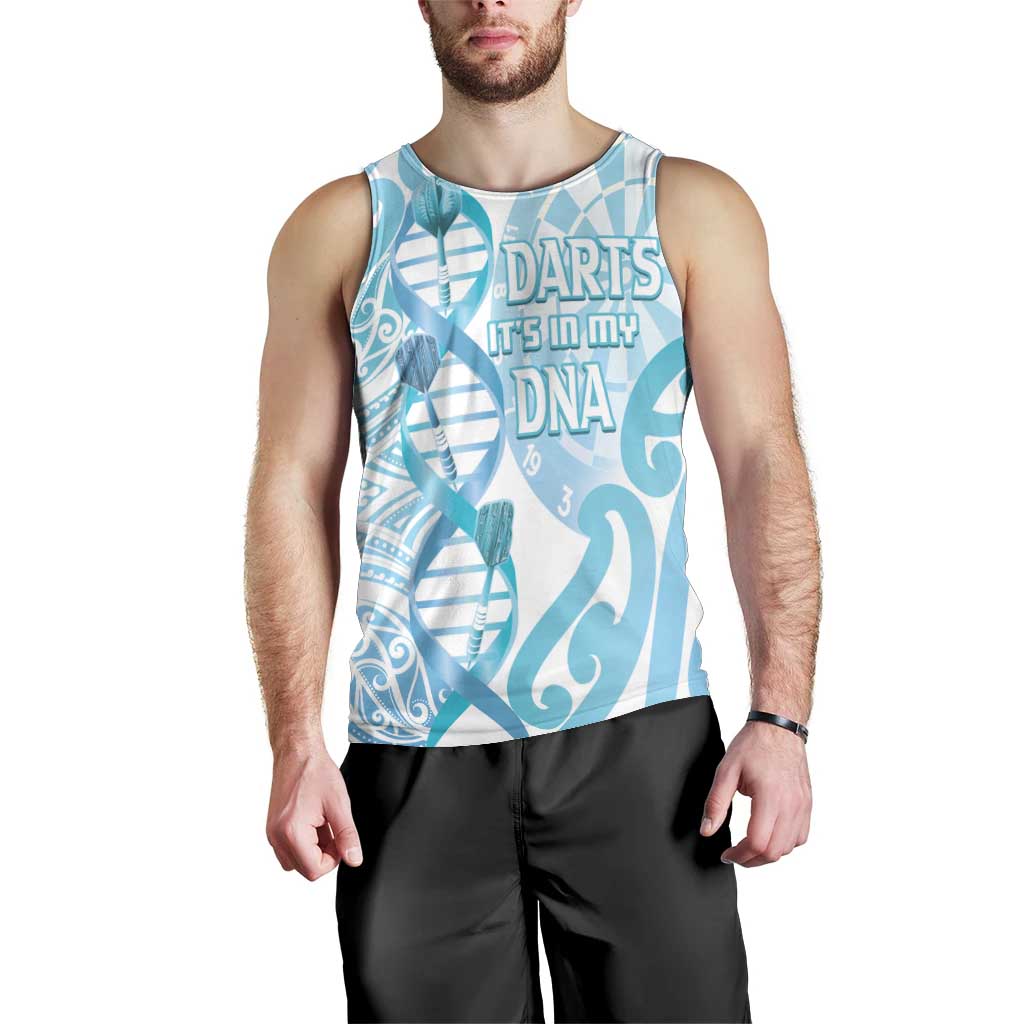 Personalised New Zealand Darts Men Tank Top Aotearoa Maori Its In My DNA White - Polynesian Pride