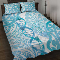 New Zealand Darts Quilt Bed Set Aotearoa Maori Its In My DNA White - Polynesian Pride