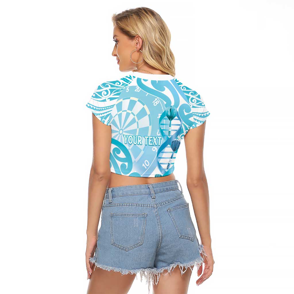 Personalised New Zealand Darts Raglan Cropped T Shirt Aotearoa Maori Its In My DNA White - Polynesian Pride