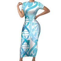 Personalised New Zealand Darts Short Sleeve Bodycon Dress Aotearoa Maori Its In My DNA White - Polynesian Pride