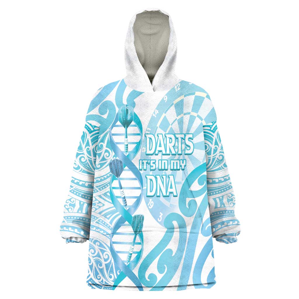 Personalised New Zealand Darts Wearable Blanket Hoodie Aotearoa Maori Its In My DNA White - Polynesian Pride