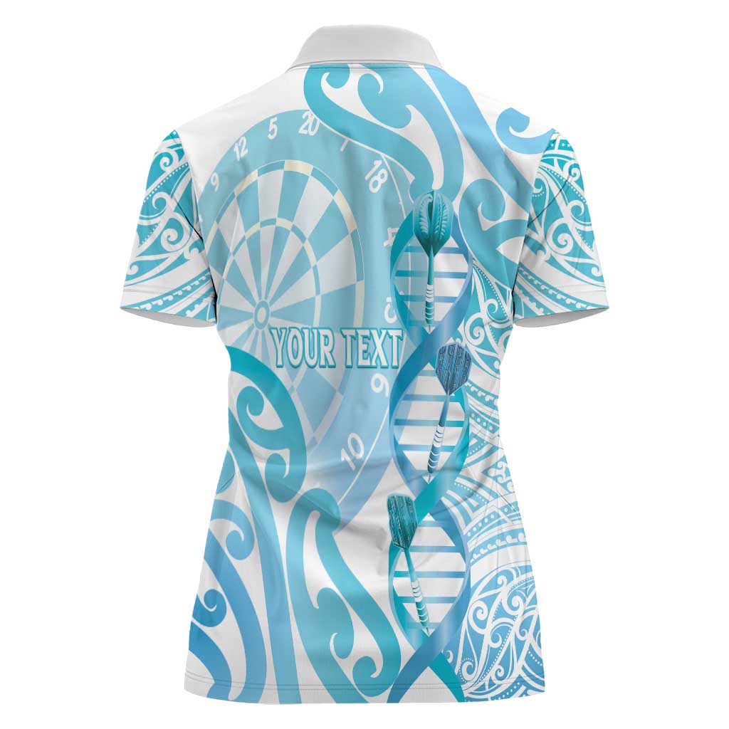 Personalised New Zealand Darts Women Polo Shirt Aotearoa Maori Its In My DNA White - Polynesian Pride