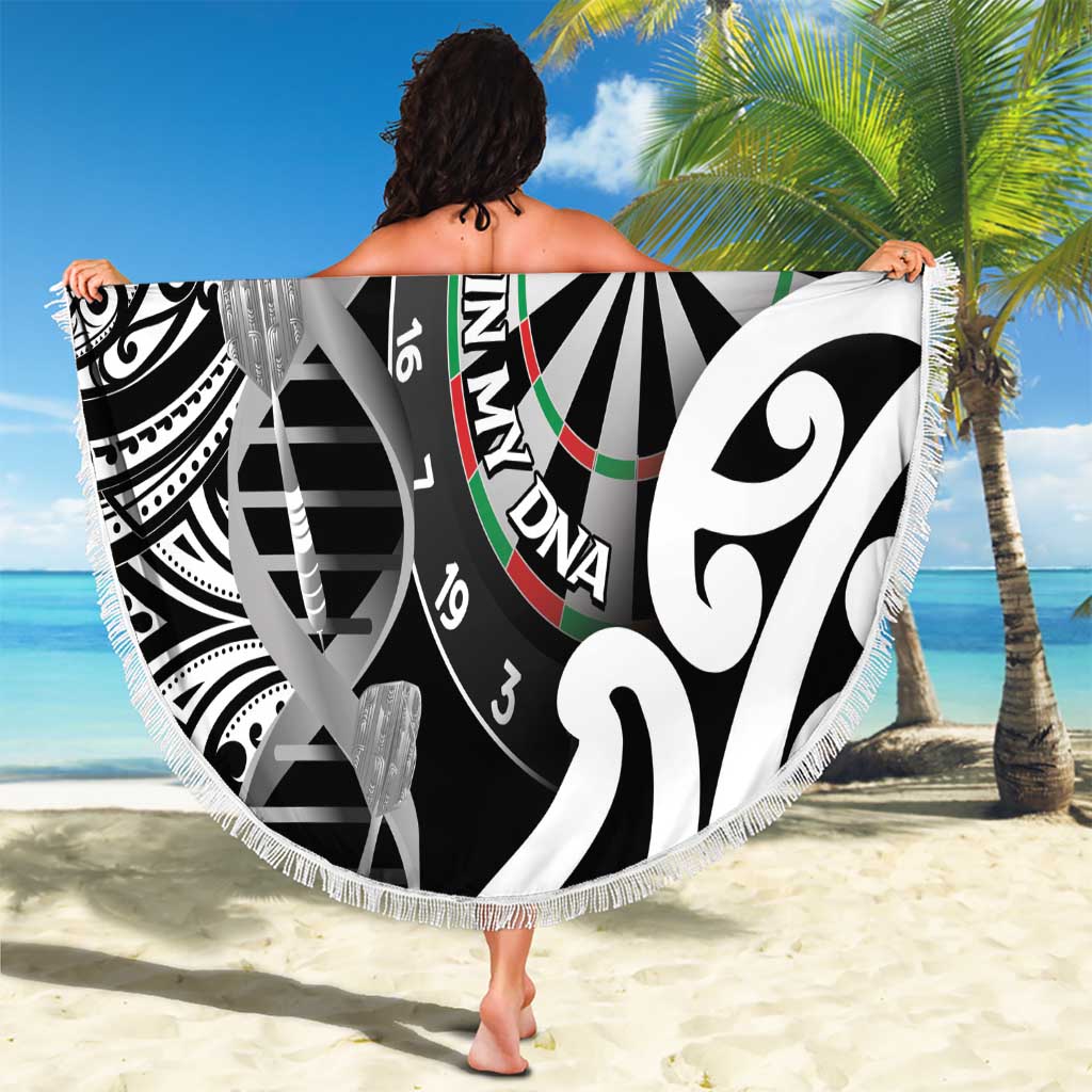 New Zealand Darts Beach Blanket Aotearoa Maori Its In My DNA Black - Polynesian Pride
