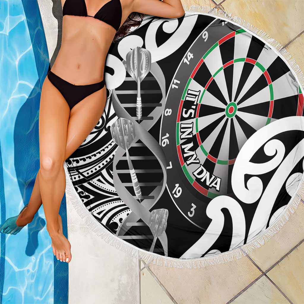 New Zealand Darts Beach Blanket Aotearoa Maori Its In My DNA Black - Polynesian Pride