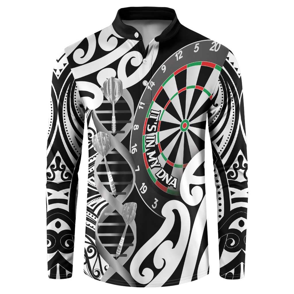 Personalised New Zealand Darts Button Sweatshirt Aotearoa Maori Its In My DNA Black - Polynesian Pride