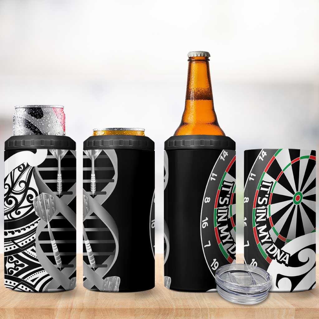 New Zealand Darts 4 in 1 Can Cooler Tumbler Aotearoa Maori Its In My DNA Black - Polynesian Pride