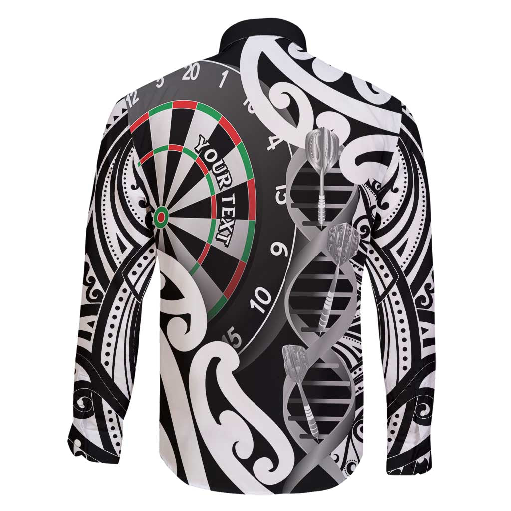 Personalised New Zealand Darts Family Matching Long Sleeve Bodycon Dress and Hawaiian Shirt Aotearoa Maori Its In My DNA Black - Polynesian Pride