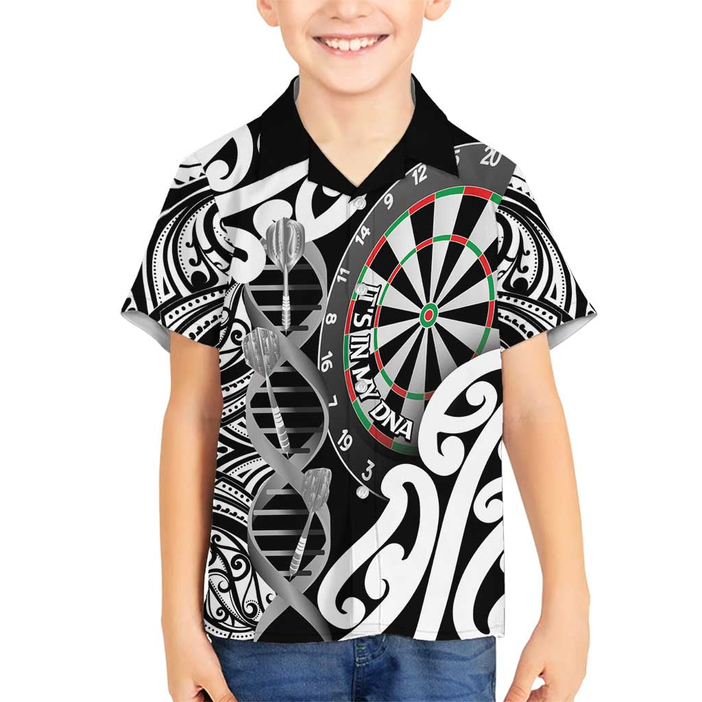 Personalised New Zealand Darts Family Matching Long Sleeve Bodycon Dress and Hawaiian Shirt Aotearoa Maori Its In My DNA Black - Polynesian Pride