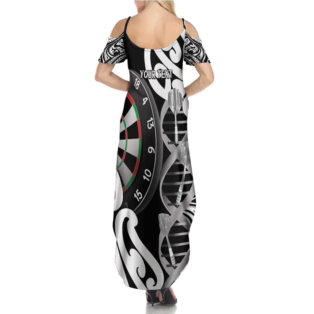 Personalised New Zealand Darts Family Matching Summer Maxi Dress and Hawaiian Shirt Aotearoa Maori Its In My DNA Black - Polynesian Pride