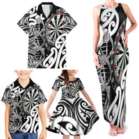 Personalised New Zealand Darts Family Matching Tank Maxi Dress and Hawaiian Shirt Aotearoa Maori Its In My DNA Black - Polynesian Pride