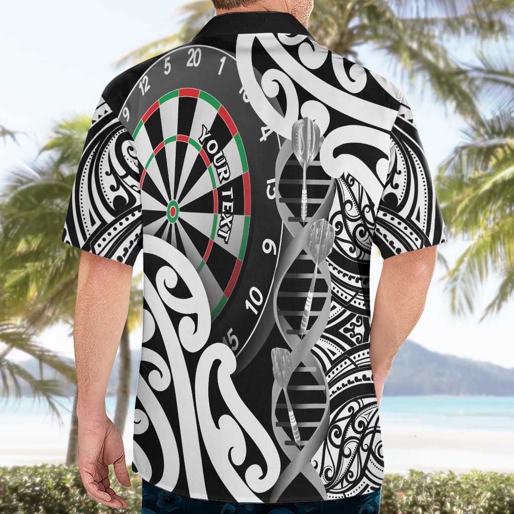 Personalised New Zealand Darts Hawaiian Shirt Aotearoa Maori Its In My DNA Black - Polynesian Pride