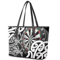New Zealand Darts Leather Tote Bag Aotearoa Maori Its In My DNA Black - Polynesian Pride