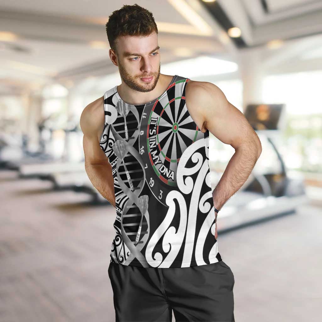 Personalised New Zealand Darts Men Tank Top Aotearoa Maori Its In My DNA Black - Polynesian Pride