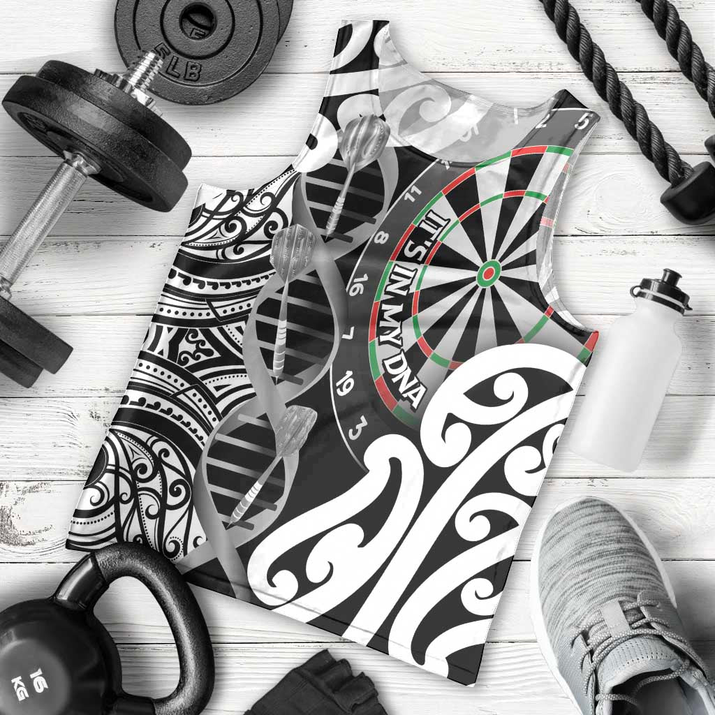 Personalised New Zealand Darts Men Tank Top Aotearoa Maori Its In My DNA Black - Polynesian Pride