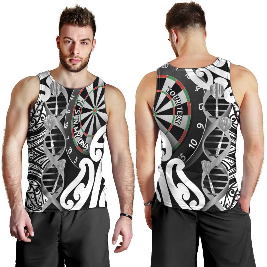 Personalised New Zealand Darts Men Tank Top Aotearoa Maori Its In My DNA Black - Polynesian Pride