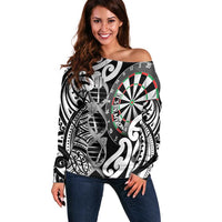 Personalised New Zealand Darts Off Shoulder Sweater Aotearoa Maori Its In My DNA Black - Polynesian Pride