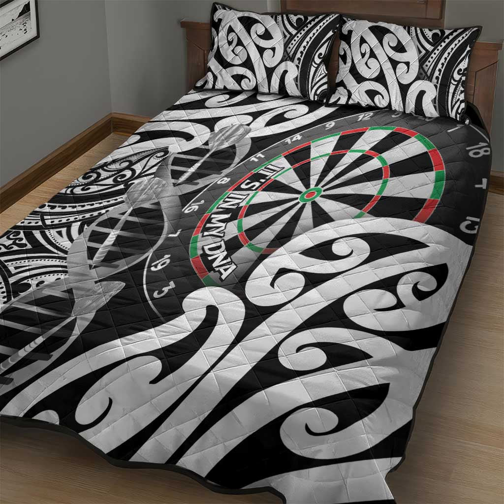 New Zealand Darts Quilt Bed Set Aotearoa Maori Its In My DNA Black - Polynesian Pride