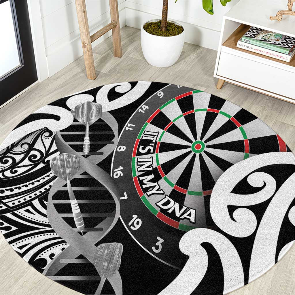 New Zealand Darts Round Carpet Aotearoa Maori Its In My DNA Black - Polynesian Pride
